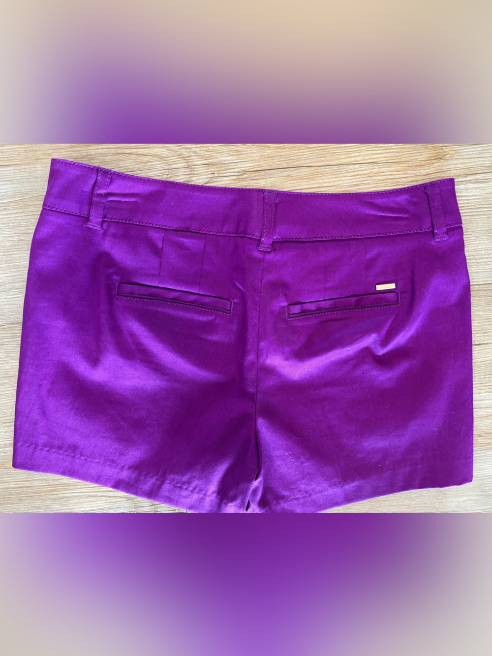 White House Black Market Purple Satin Cotton Blend Shorts - Picture 2 of 3